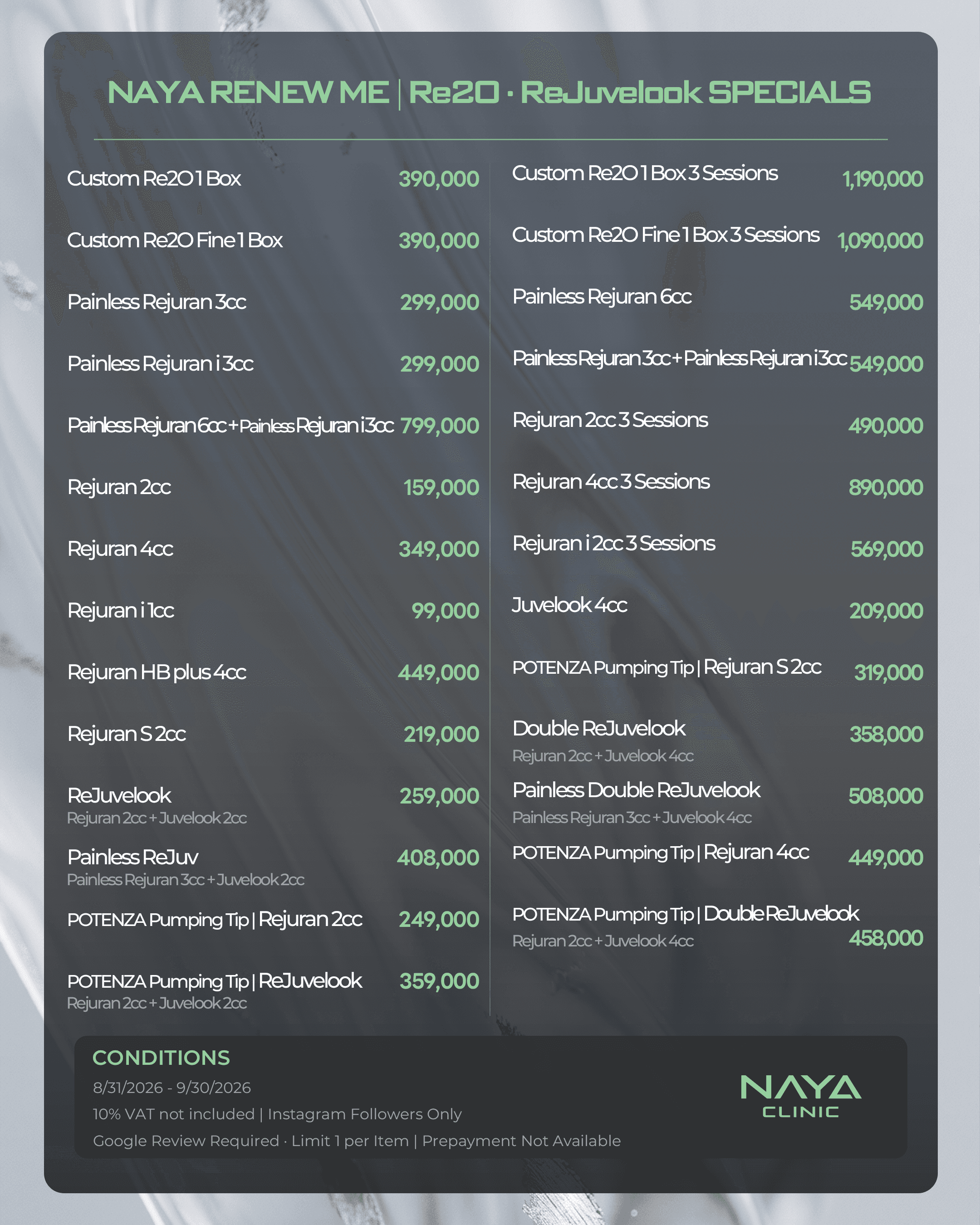 NAYA RENEW ME | Re2O · ReJuvelook SPECIALS